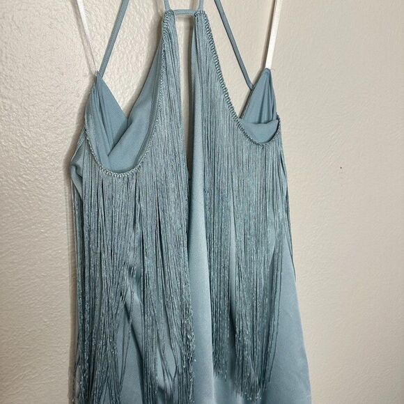 Michael Costello x Revolve Generosity Dress Seafoam Fringe High Low S $218 - Picture 4 of 9